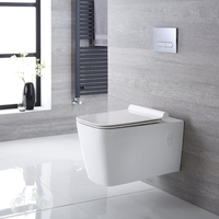 Cuvette WC suspendu cubique avec abattant – Blanc – Sandford