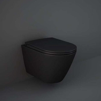Cuvette WC suspendue incurvée avec abattant à fermeture douce – Sans bride – Noir mat – RAK Feeling x Hudson Reed