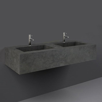 Double plan vasque suspendu – 123 x 47 cm – Gris graphite – 1 trou pour la robinetterie – RAK Precious x Hudson Reed