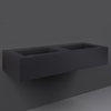 Double plan vasque suspendu – 123 x 47 cm – Noir foncé – 0 trou pour la robinetterie – RAK Precious x Hudson Reed