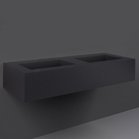 Double plan vasque suspendu – 123 x 47 cm – Noir foncé – 0 trou pour la robinetterie – RAK Precious x Hudson Reed