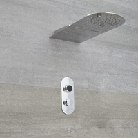 Douche Digitale Thermostatique 2 Fonctions - Pommeau Cascade 20x50cm - Design circulaire - Narus