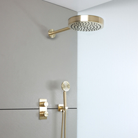 Douche encastrée moderne - Avec tête de douche murale & douchette - Laiton doré - Cannelée minimaliste - Hudson Reed Lune