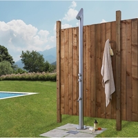Douche extérieure avec pommeau et bec verseur pour pieds - Acier brossé - Select