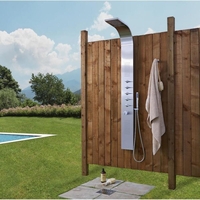 Douche extérieure thermostatique avec pommeau,  douchette et buses hydromassantes – Chromé – 5 fonctions - Niagara