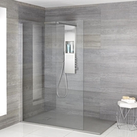 Douche italienne – Receveur de douche gris à effet texturé & colonne de douche thermostatique – Multiples tailles disponibles - Iko