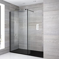 Douche italienne avec receveur de douche à effet texturé et paroi de retour – Multiples tailles disponibles - Nox