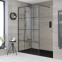 Douche italienne avec verrière et receveur à effet texturé – Tailles multiples – Barq