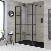 Douche italienne avec verrière,  paroi de retour pivotante et receveur à effet texturé – Tailles multiples – Barq