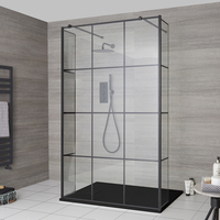 Douche italienne avec verrière,  parois de retour pivotantes et receveur à effet texturé – Tailles multiples - Barq