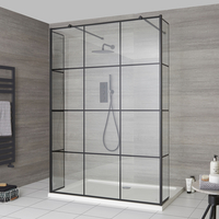 Douche italienne avec verrière,  parois de retour pivotantes et receveur – Tailles multiples - Barq