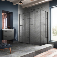 Douche italienne d’angle au design abstrait – Avec receveur à effet texturé anthracite – Noir – 110 cm x 70 cm - Sans paroi de retour