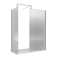 Douche italienne d’angle en verre cannelé – Chromé – Avec receveur – 140 cm x 80 cm - Sans paroi de retour