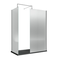 Douche italienne d’angle en verre cannelé – Chromé – Avec receveur à effet texturé blanc - 140 cm x 80 cm - Sans paroi de retour