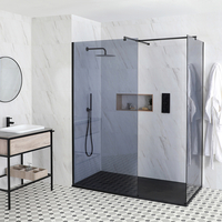 Douche italienne d’angle verre fumé – Receveur à effet texturé – Choix de tailles – Nox-Luna