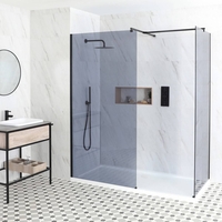 Douche italienne d’angle verre fumé – Receveur de douche – Choix de tailles – Nox-Luna