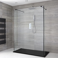 Douche italienne en îlot avec receveur à effet texturé et parois de retour – Multiples tailles disponibles – Nox