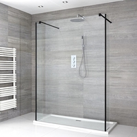 Douche italienne en îlot avec receveur de douche et parois de retour – Tailles multiples – Nox