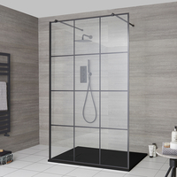 Douche italienne en îlot avec verrière et receveur à effet texturé – Tailles multiples - Barq