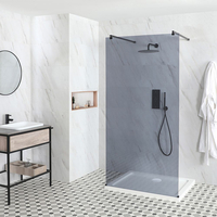 Douche italienne en îlot verre fumé – Receveur de douche – Choix de tailles – Nox-Luna