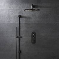 Douche thermostatique à boutons poussoir – Avec pommeau – 2 fonctions – Noir – Douchette sur rampe – Idro