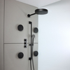 Douche thermostatique encastrée - Mitigeur,  douchette sur rampe & buses hydromassantes - Laiton noir - Moderne - Husdon Reed