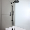 Douche thermostatique encastrée - Mitigeur,  douchette sur rampe & vidage baignoire - Laiton noir - Moderne - Husdon Reed