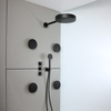 Douche thermostatique encastrée - Mitigeur,  pommeau & buses hydromassantes - Laiton noir - Moderne - Husdon Reed