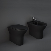 Ensemble cuvette WC à poser sans bride - Abattant fermeture douce & bidet à poser – Noir mat – RAK Feeling x Hudson Reed