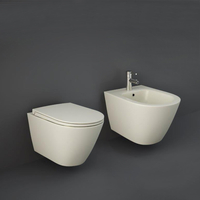 Ensemble cuvette WC suspendue sans bride - Abattant fermeture douce & bidet suspendu – Grège mat – RAK Feeling x Hudson Reed