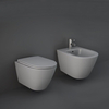 Ensemble cuvette WC suspendue sans bride - Abattant fermeture douce & bidet suspendu – Gris mat – RAK Feeling x Hudson Reed