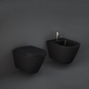Ensemble cuvette WC suspendue sans bride - Abattant fermeture douce & bidet suspendu – Noir mat – RAK Feeling x Hudson Reed