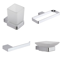 Ensemble de 4 Accessoires de Salle de Bains Kubix - Alliage de Zinc - Finition Chromée