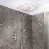 Ensemble de douche thermostatique - Mitigeur,  ciel de douche encastré et douchette sur rampe - 2 fonctions - Chrome - Otto par Hudson Reed