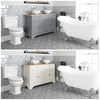 Ensemble de salle de bain rétro avec baignoire îlot,  meuble sous lavabo 120 cm avec vasques à poser et pack WC – Thornton