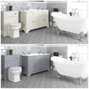 Ensemble de salle de bain rétro avec baignoire îlot,  meuble sous lavabo 120 cm et ensemble WC à poser – Thornton