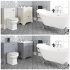 Ensemble de salle de bain rétro avec baignoire îlot,  meuble sous lavabo 63 cm et ensemble WC à poser – Thornton