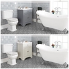 Ensemble de salle de bain rétro avec baignoire îlot,  meuble sous lavabo 63 cm et pack WC – Thornton