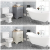 Ensemble de salle de bain rétro avec baignoire îlot,  meuble sous lavabo 64, 5 cm avec vasque à poser et pack WC – Thornton