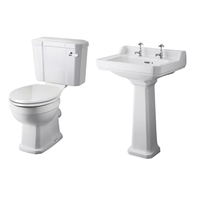 Ensemble Lavabo 50cm et Toilette WC Rétro Lewiston Céramique Blanche