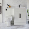 Ensemble meuble-lavabo & WC - Blanc - Droite - 110, 5 cm - Poignées barre en T noires - Moderne - Cluo-Select - Hudson Reed