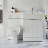 Ensemble meuble-lavabo & WC - Blanc - Droite - 110, 5 cm - Poignées invisibles chromées - Moderne - Cluo-Select - Hudson Reed
