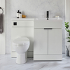 Ensemble meuble-lavabo & WC - Blanc - Droite - 110, 5 cm - Poignées invisibles noires - Moderne - Cluo-Select - Hudson Reed