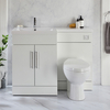 Ensemble meuble-lavabo & WC - Blanc - Gauche - 110, 5 cm - Poignées barre en T chromées - Moderne - Cluo-Select - Hudson Reed