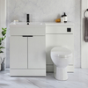 Ensemble meuble-lavabo & WC - Blanc - Gauche - 110, 5 cm - Poignées invisibles noires - Moderne - Cluo-Select - Hudson Reed