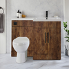 Ensemble meuble-lavabo & WC - Chêne foncé - Droite - 110, 5 cm - Poignées barre en T noires - Moderne - Cluo-Select - Hudson Reed