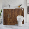 Ensemble meuble-lavabo & WC - Chêne foncé - Gauche - 110, 5 cm - Poignées barre en T chromées - Moderne - Cluo-Select - Hudson Reed