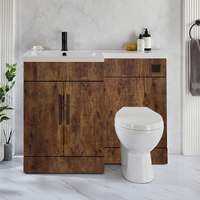 Ensemble meuble-lavabo & WC - Chêne foncé - Gauche - 110, 5 cm - Poignées barre en T noires - Moderne - Cluo-Select - Hudson Reed