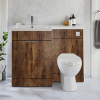 Ensemble meuble-lavabo & WC - Chêne foncé - Gauche - 110, 5 cm - Poignées invisibles chromées - Moderne - Cluo-Select - Hudson Reed