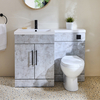 Ensemble meuble-lavabo & WC - Gris béton - Gauche - 110, 5 cm - Poignées barre en T noires - Moderne - Cluo-Select - Hudson Reed